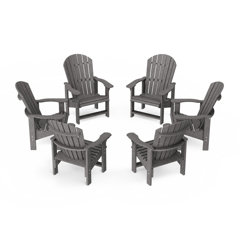 Heritage Upright Adirondack Chairs Set Of 6, Dark Gray