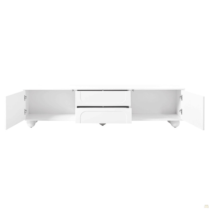 TV Stand With Arched Doors & 2 Drawers For Tvs Up To 75", Media Console With Rebound Device, Entertainment Center With 5 Iron Round Legs