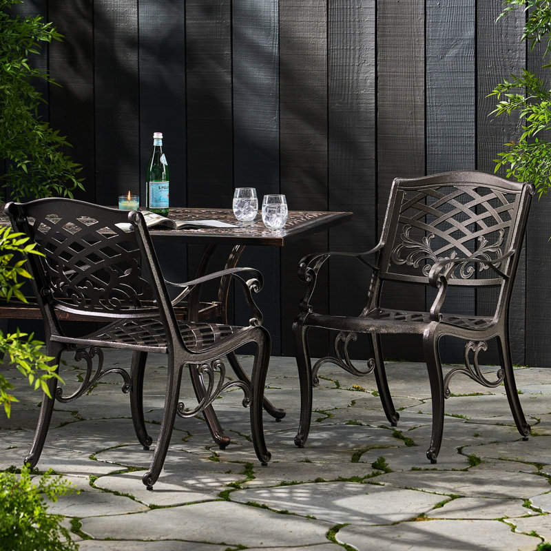 2 fauteuils, conception classique et pieds, structure en aluminium rouille, aspect élégant, l 26,31 po x P 21,82 po, H 35,39 po, chaise à assembler (2 pièces), motif floral à volutes complexes, fabrication spacieuse