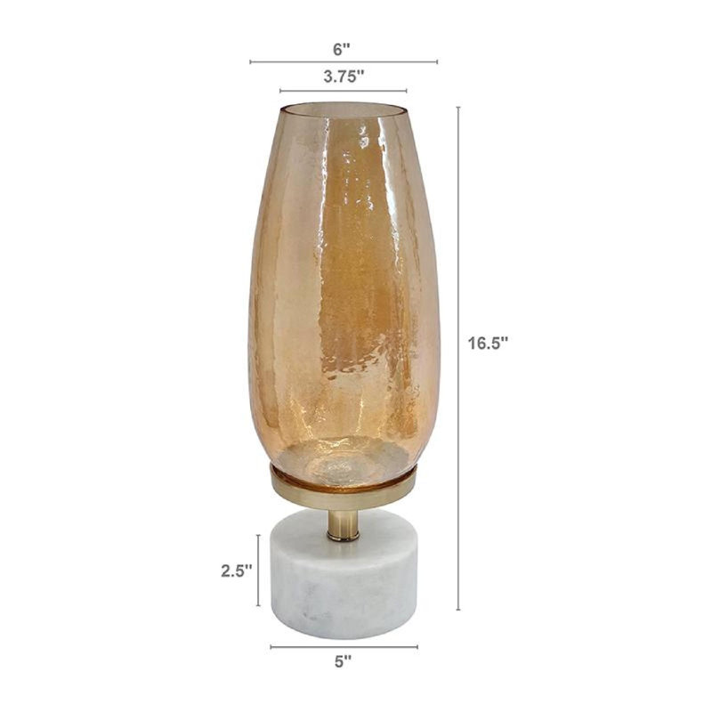Gold Luster Glass and Marble Hurricane Lamp