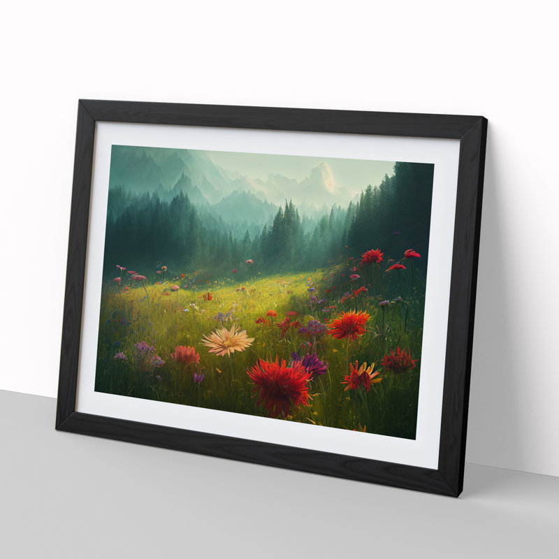 XH1022-7132X Precious Wildflowers Floral - Single Picture Frame Print, 46cm H x 64cm W x 2cm D, Black Framed