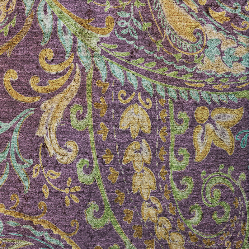 Tapis cachemire de qualité supérieure lavable à la machine ADS533, Mauve, 3 pi x 5 pi