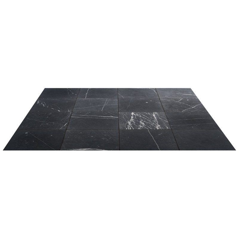 Avanti 12x12 Tumbled Marble Tile, Nero Marquina