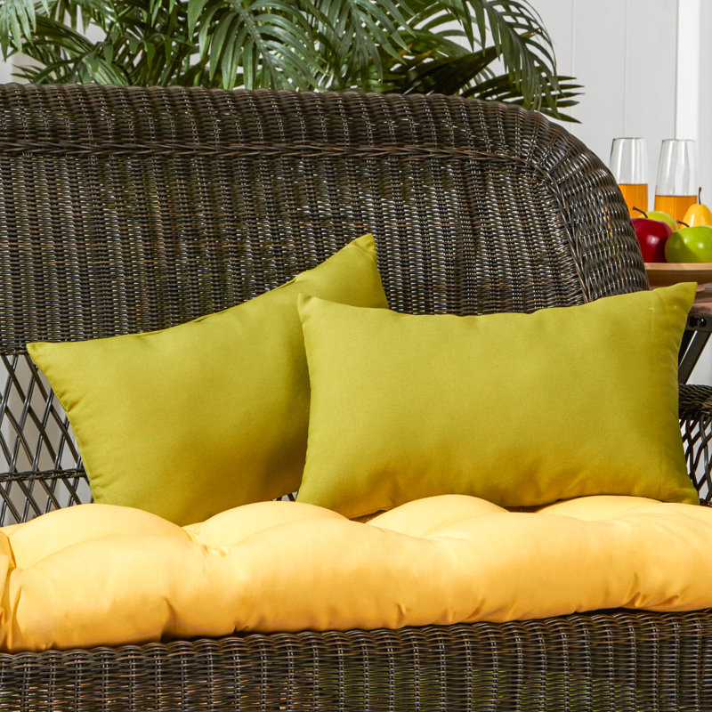 Henrich Indoor/Outdoor Striped Lumbar Pillow, Kiwi