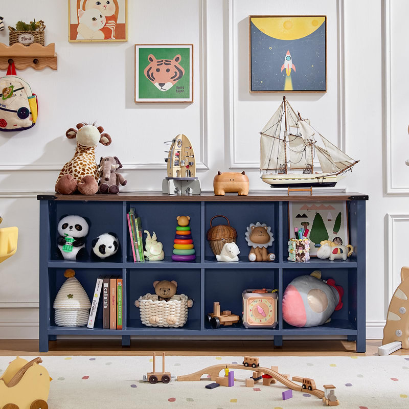Bibliothèque de rangement Farmhouse, (2 tablettes) H 29,7 po x l 62 po x P 13,6 po, Bleu
