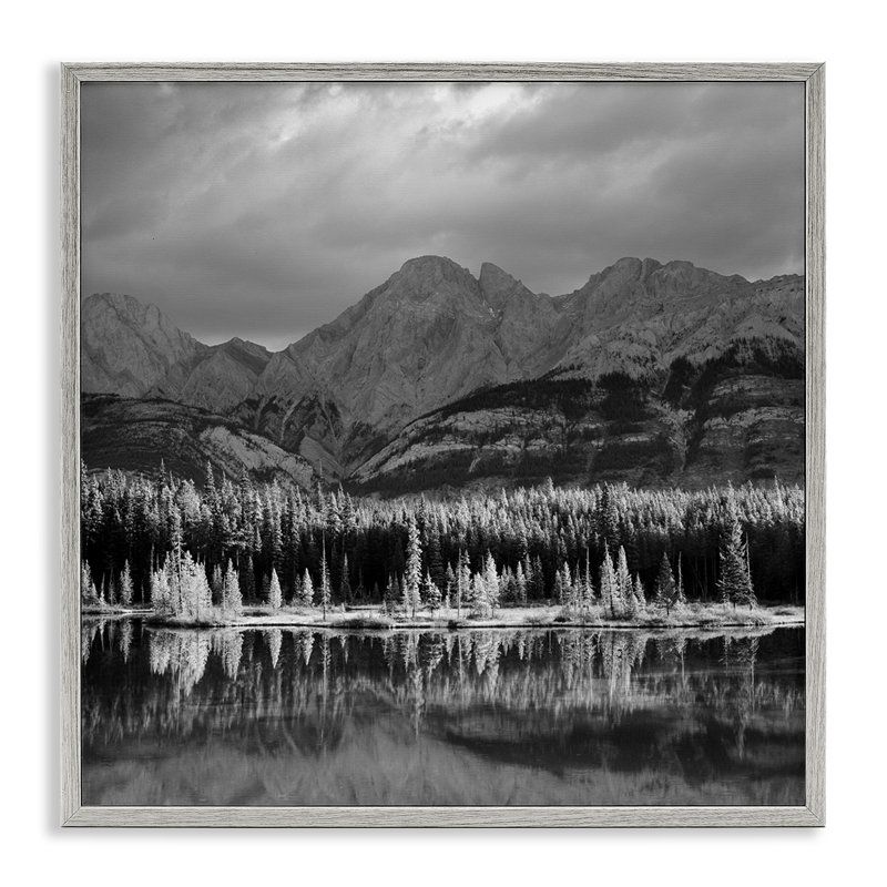 «Two Jack Lake Landscape», art de la giclée par Chip Forelli, H 12 po x l 12 po, Estampe numérique Farmhouse