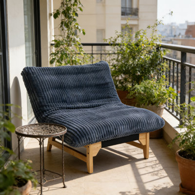39.37" Wide Corduroy Bean Bag Lounger with High-Density Sponge Filling, Ergonomic Giant Bean Bag Chair with Lumbar Support, Plush Fabric Lounge Chair