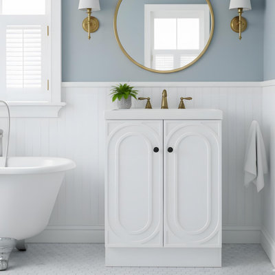 Meuble-lavabo autoportant de 24 po avec lavabo et 2 portes à fermeture en douceur