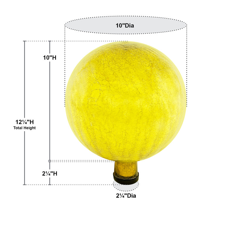 10-Inch Yellow Crackle Glass Gazing Globe