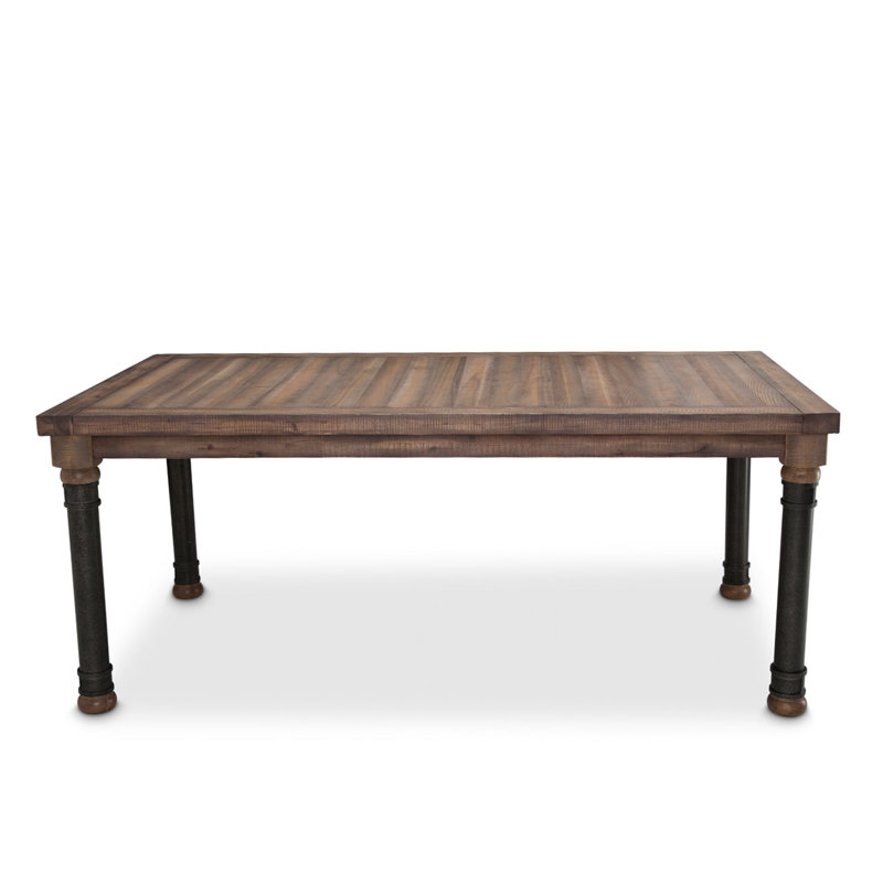 Reclaimed Wood Rustic Extendable Dining Table, 76" Brown