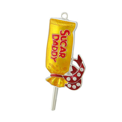 Ornement de Noël 3,75 "jaune et rouge" Sugar Daddy "avec cristaux européens