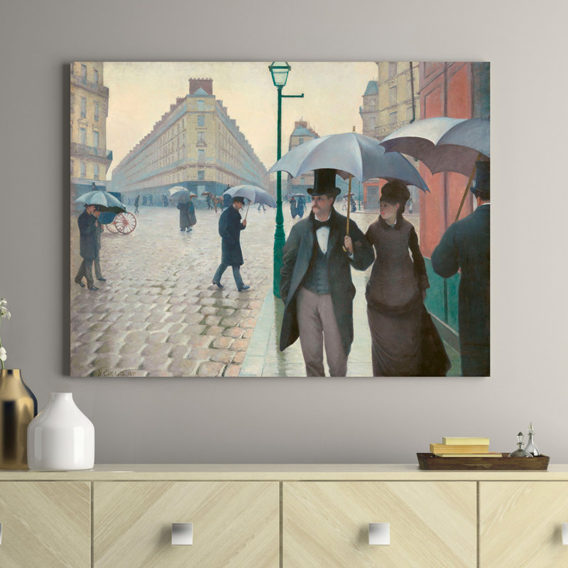 Paris Street With Rainy Day by Gustave Caillebotte - No Frame Painting, 70cm H  x 100cm W  x 4cm D