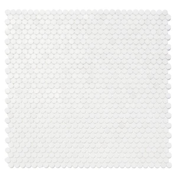 PENNY ROUND MOSAIC - THASSOS HONED