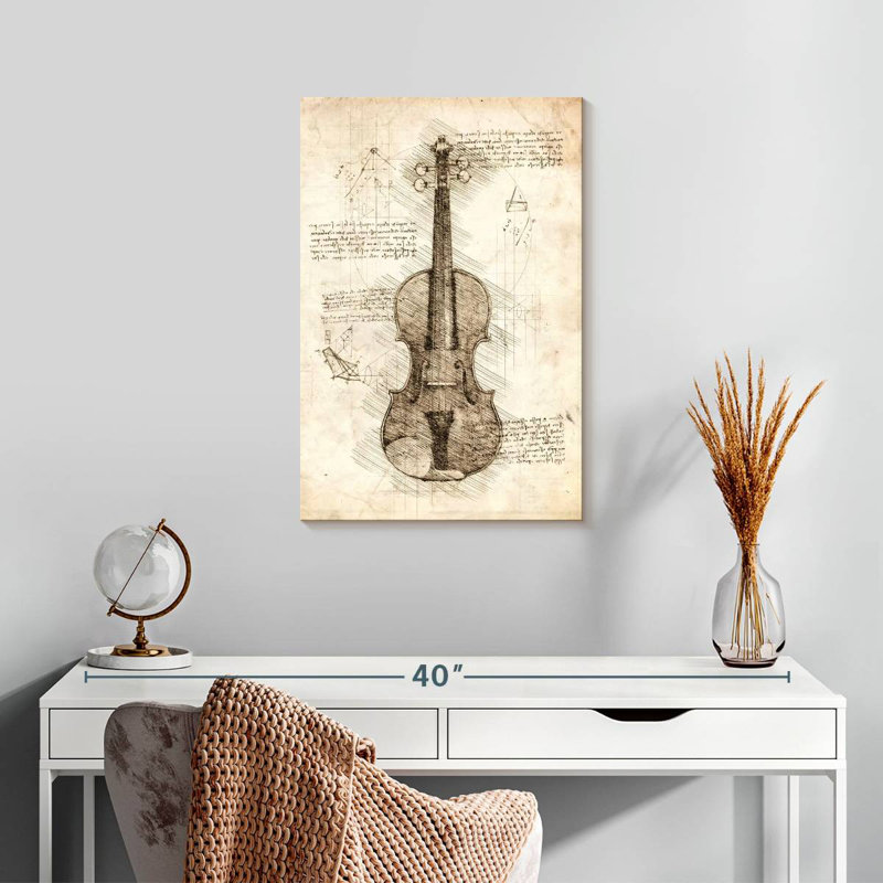 Abarca Old Violin Blueprint, H 24 po x l 16 po