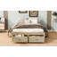 Lit plateforme double avec 6 tiroirs de rangement, naturel antique-298557409-298557408
