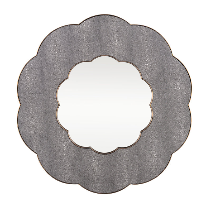 Miroir mural festonné - gris chagrin / laiton patiné - l 36 po x H 36 po, 36 po x 36 po