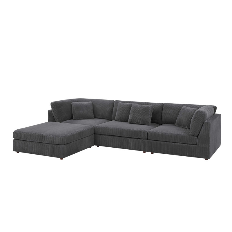 Canapé modulaire Brielee, Velours côtelé gris foncé