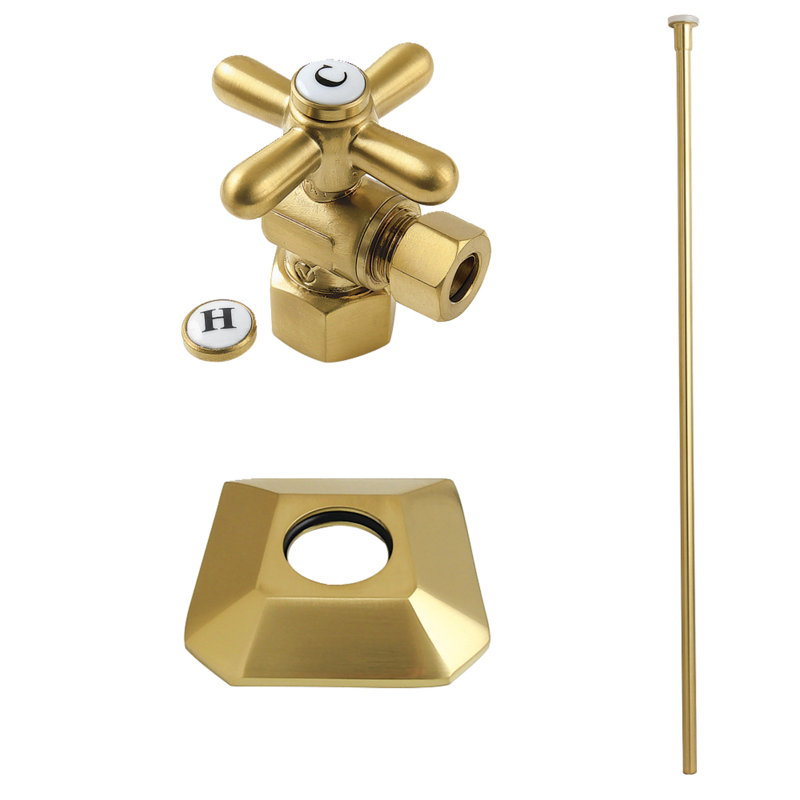 Kingston Brass Trapeze Traditional Plumbing Toilet Trim Kit With Flange, Brushed Brass