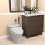 Meuble-lavabo antique brun avec lavabo en céramique, style Mid-Century pour salles de bain modernes