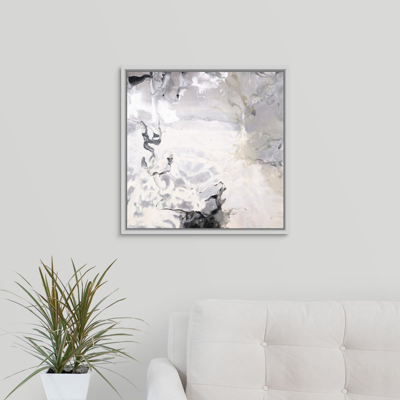 « tone on tone », peinture sur toile, H 21,7 po x l 21,7 po x P 1,75 po, Cadre flottant blanc
