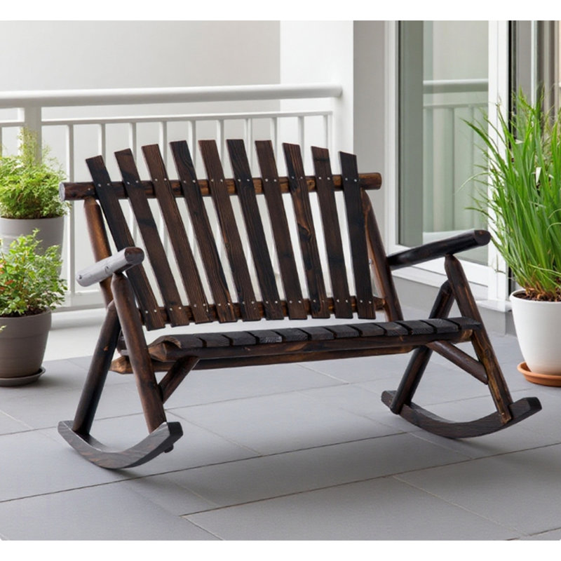 Double-Person Rustic Wooden Adirondack Rocking Chair