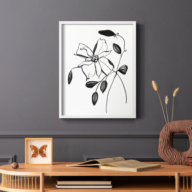 Wild Clematis II, reproduction encadrée - bois massif, H 10 po x l 8 po, Blanc