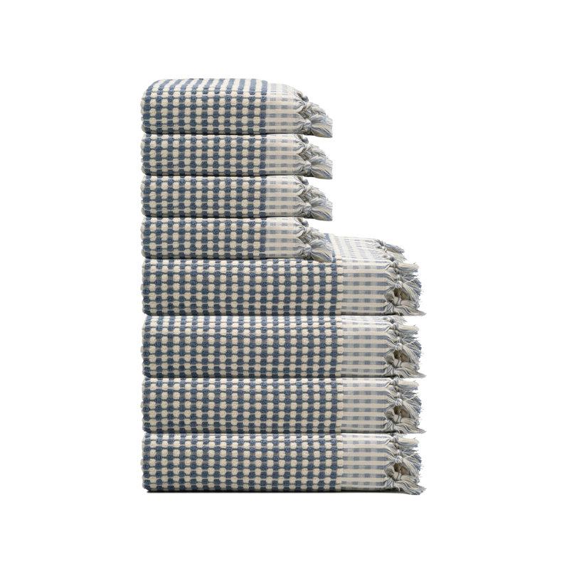 Dots Turkish Cotton Terry Towel Bundle, Slate Blue