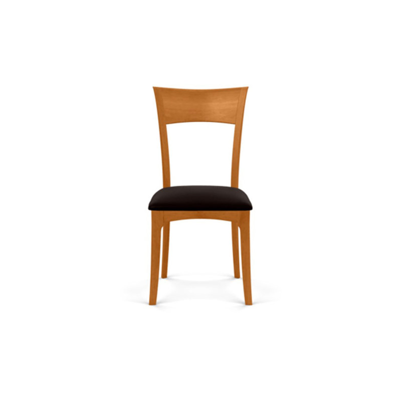 Chaise d'appoint Ingrid, Cuir ébène, Cerisier naturel
