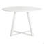 Table de salle à manger ronde Edo, base tréteaux, finition blanche