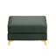 Pouf en similicuir vert, tabouret de luxe capitonné à la main avec pieds en métal élégants
