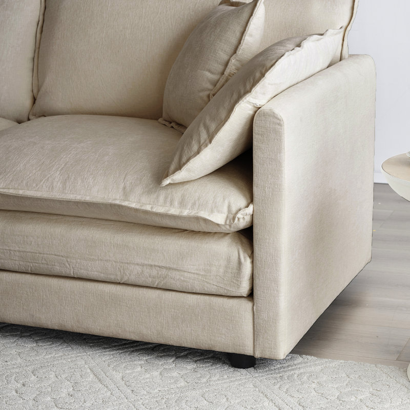 Beige Chenille With Support - Compatible 2, 3, 4 Seater Sofas Fabric Breathable And For Long-Term Use
