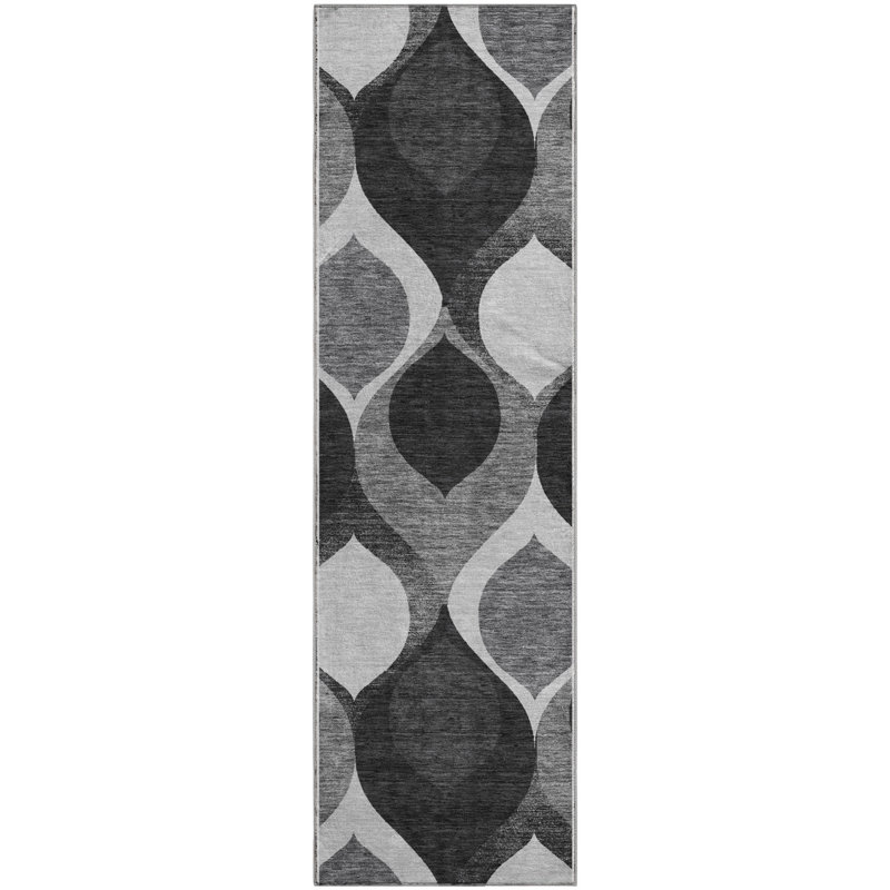 Premium Machine Washable Lisse Black Rug, Runner 2' 3" x 7' 6"