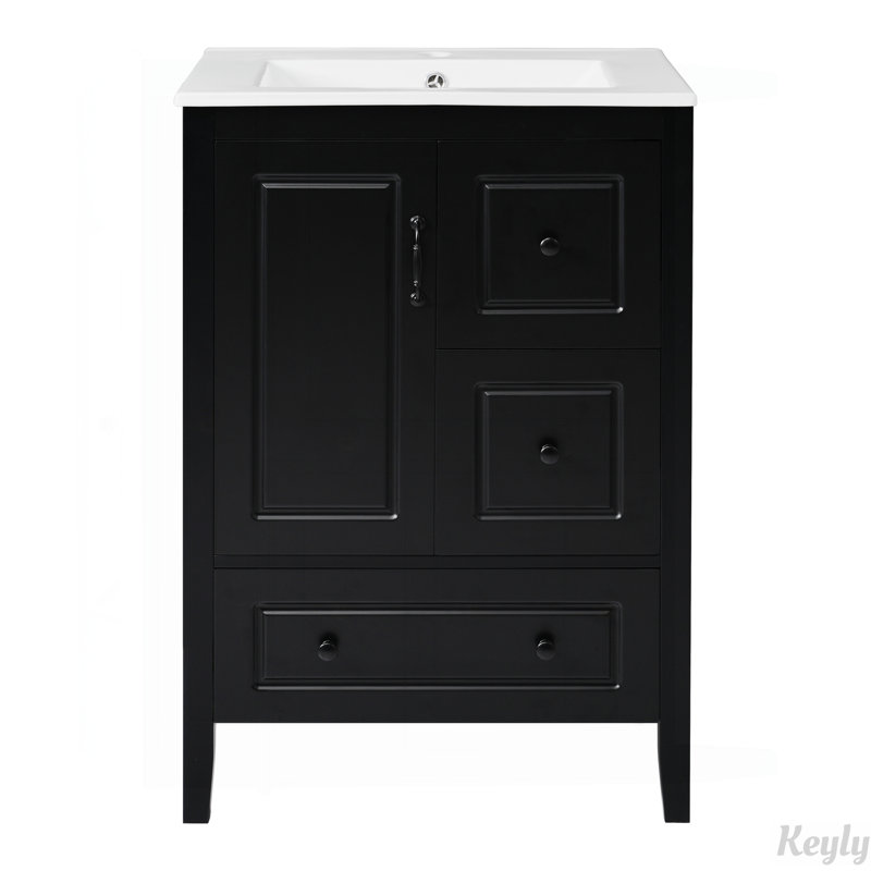 Meuble-lavabo 24 po avec lavabo, Noir