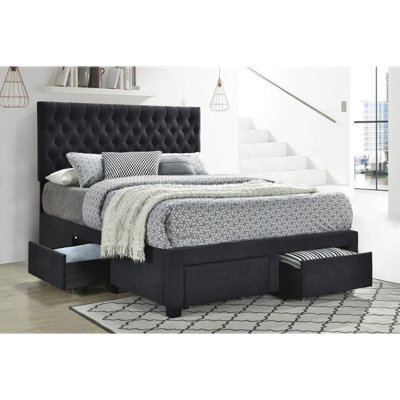 Soledad Eastern King 4-Drawer Button Tufted Storage Bed Charcoal -  Rosdorf Park, D728A4579E4F4124B5E3970C91200ABD