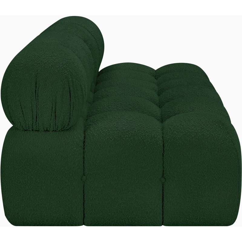 Canapé Ames, Tissu bouclé vert, 2 sans accoudoirs
