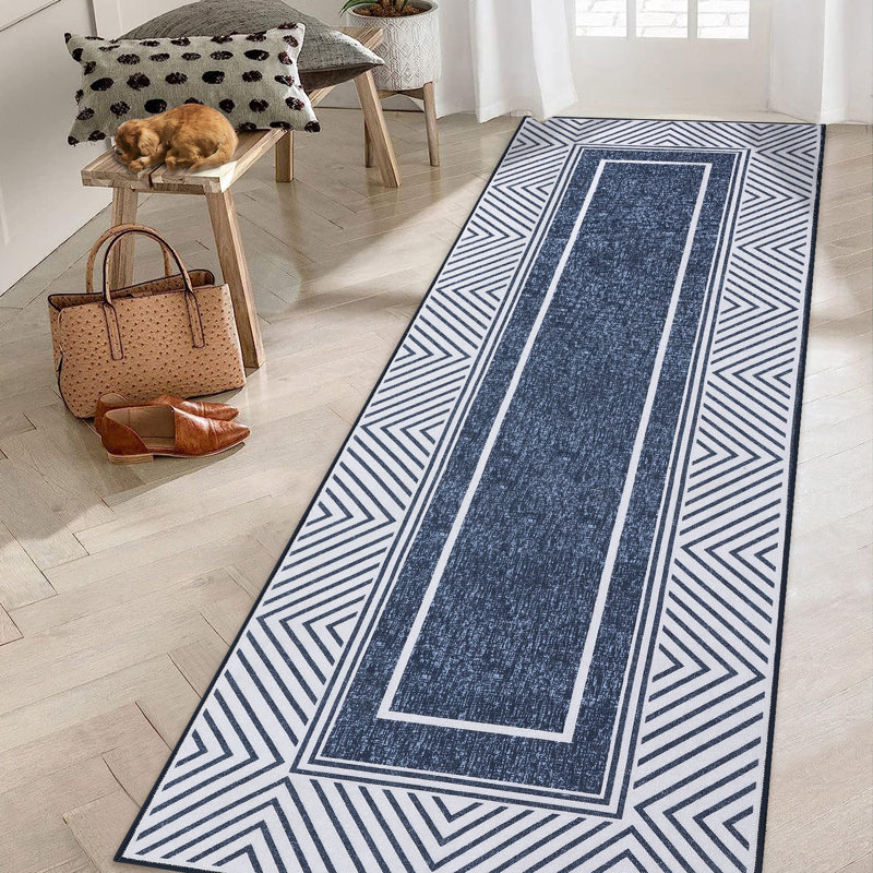 Emisha Washable Geometric Rug, Runner 2' x 6'