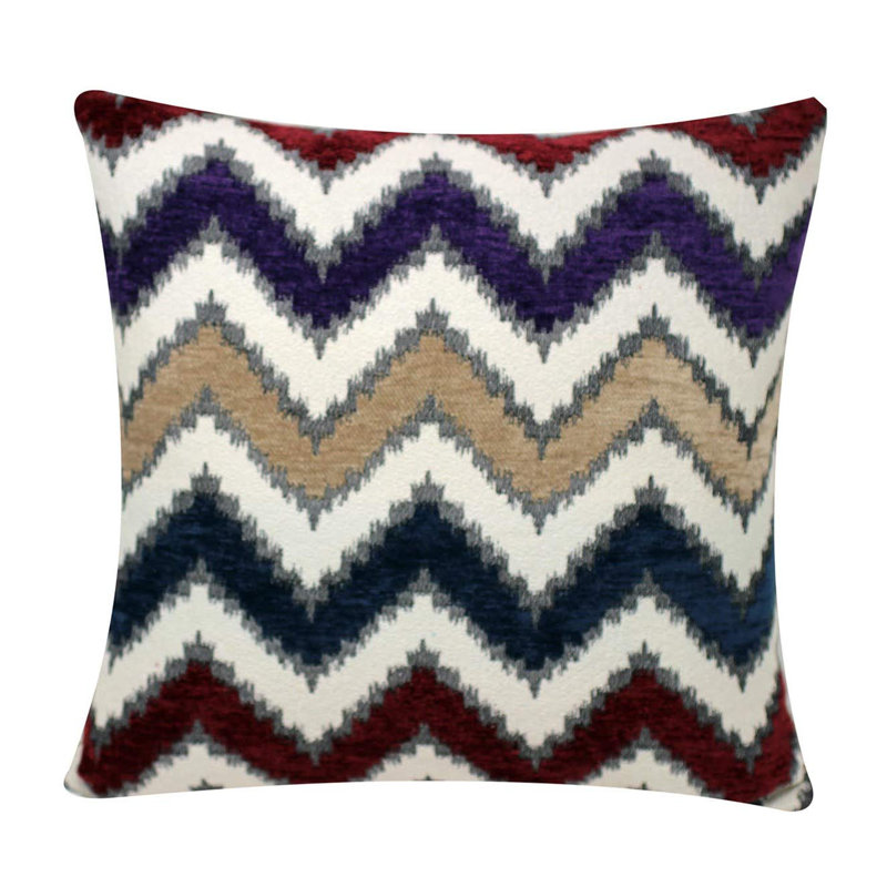 Dekhari Chevron Square Euro Cushion Cover, Navy Blue/Beige/Purple