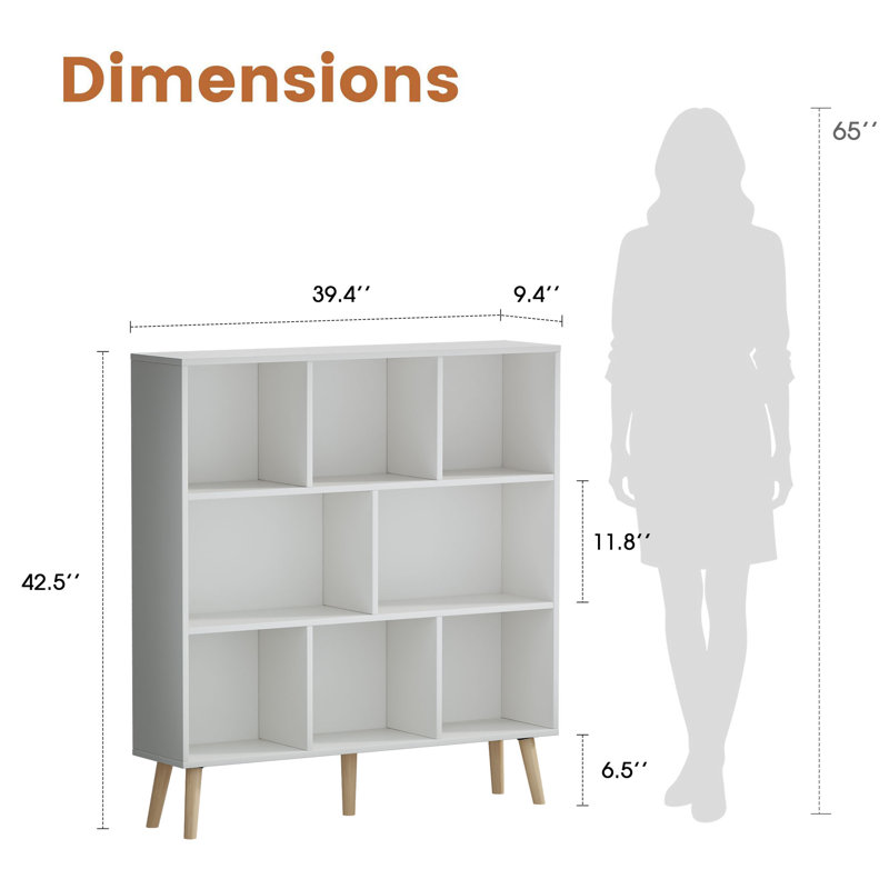 Adisyn No Subject Bookcase, 42.5" H x 39.4" W x 9.4" D, French White