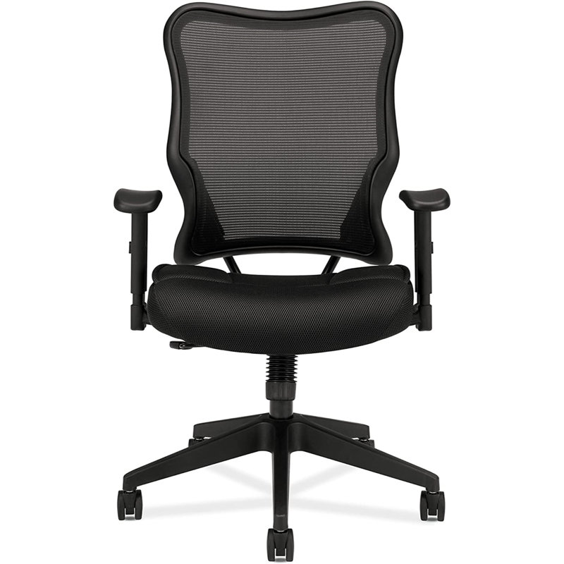 ErgoComfort High-Back Black Mesh Swivel Task Chair with Adjustable Arms