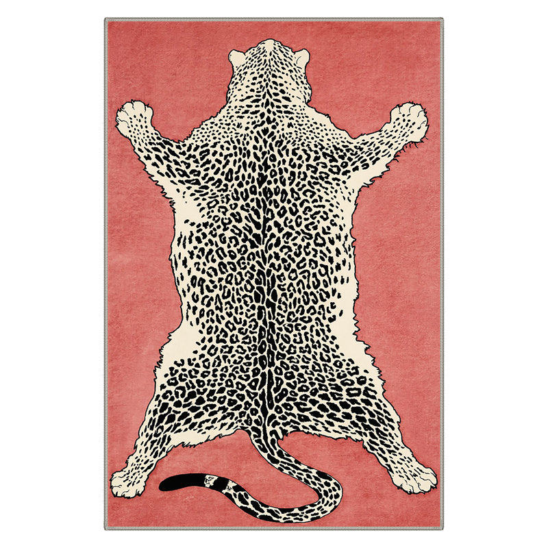 Talon Animal Print Machine Washable Red / Beige / Black Indoor Area Rug with Non-Slip Backing, Rectangle 6' x 9'