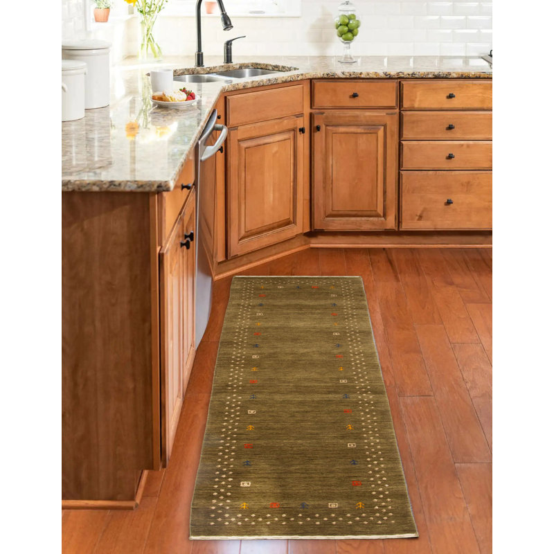 Tapis vert Indo Gabbeh 2 pi 7 po x 9 pi 9 po