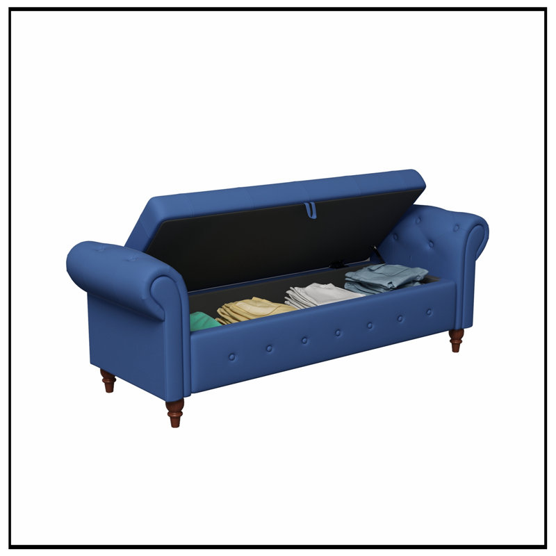 Banc avec siège capitonné et accoudoirs, Marine