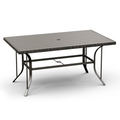 Rectangular Outdoor Dining Table Umbrella Hole , 60 " W 35.1 " D