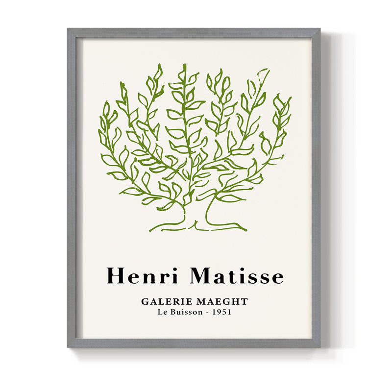 Matisse CXV, reproduction encadrée - bois massif, H 10 po x l 8 po, Gris
