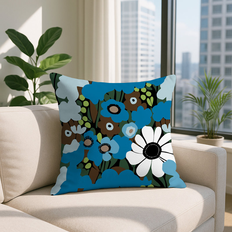 Coussin Maya, Carré 16 po, Turquoise