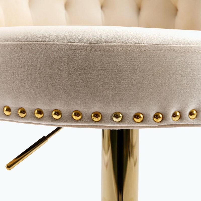 Tabouret de comptoir pivotant Keistutis, Beige