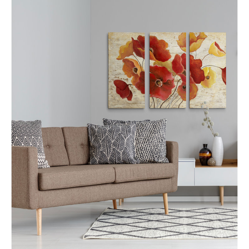 " Flanders Fields " 3 - Pieces, 24" H x 36" W x 1.5" D