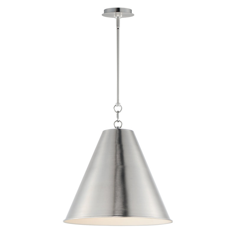Luminaire suspendu simple à 1 lumière Lorrenda, H 15 po x l 18 po x P 18 po, Nickel satiné