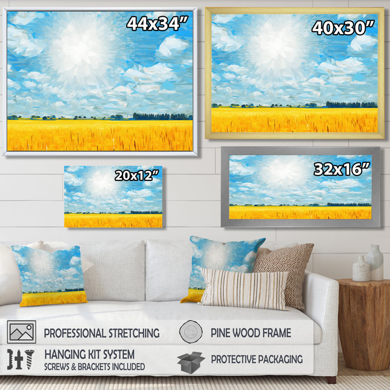 Sidney - Meadow, salon d'art mural, H 16 po x l 32 po x P 1 po, Toile avec cadre flottant noir