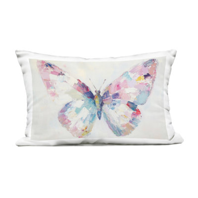 Jeweled Butterfly over Off-White Outdoor Printed Pillow, design by Petal Prints Design